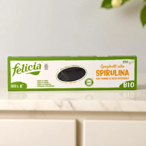 Felicia Barna Rizslisztes Bio Spagetti Tészta Spirulinával 250 g