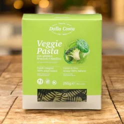   Dalla Costa Veggie Pasta – Teljes Kiőrlésű Fusilli Spenóttal és Brokkolival (250g)