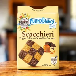   Mulino Bianco Scacchieri – Karamellás és Csokoládés "Sakktábla" Keksz